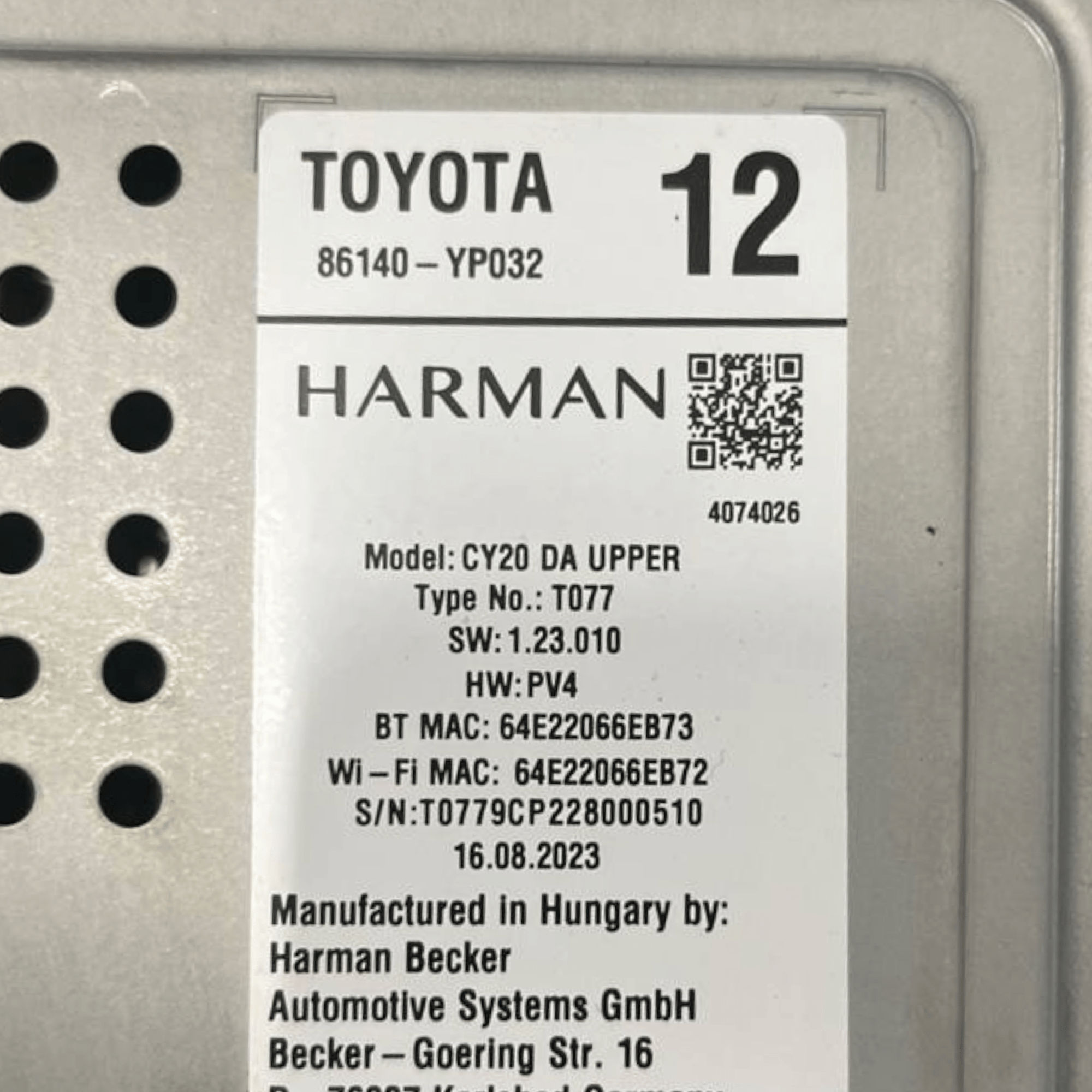 Autoradio / Navigatore Toyota Yaris Cross (2020 - ) cod: 86140 - YP032 - F&P CRASH SRLS - Ricambi Usati