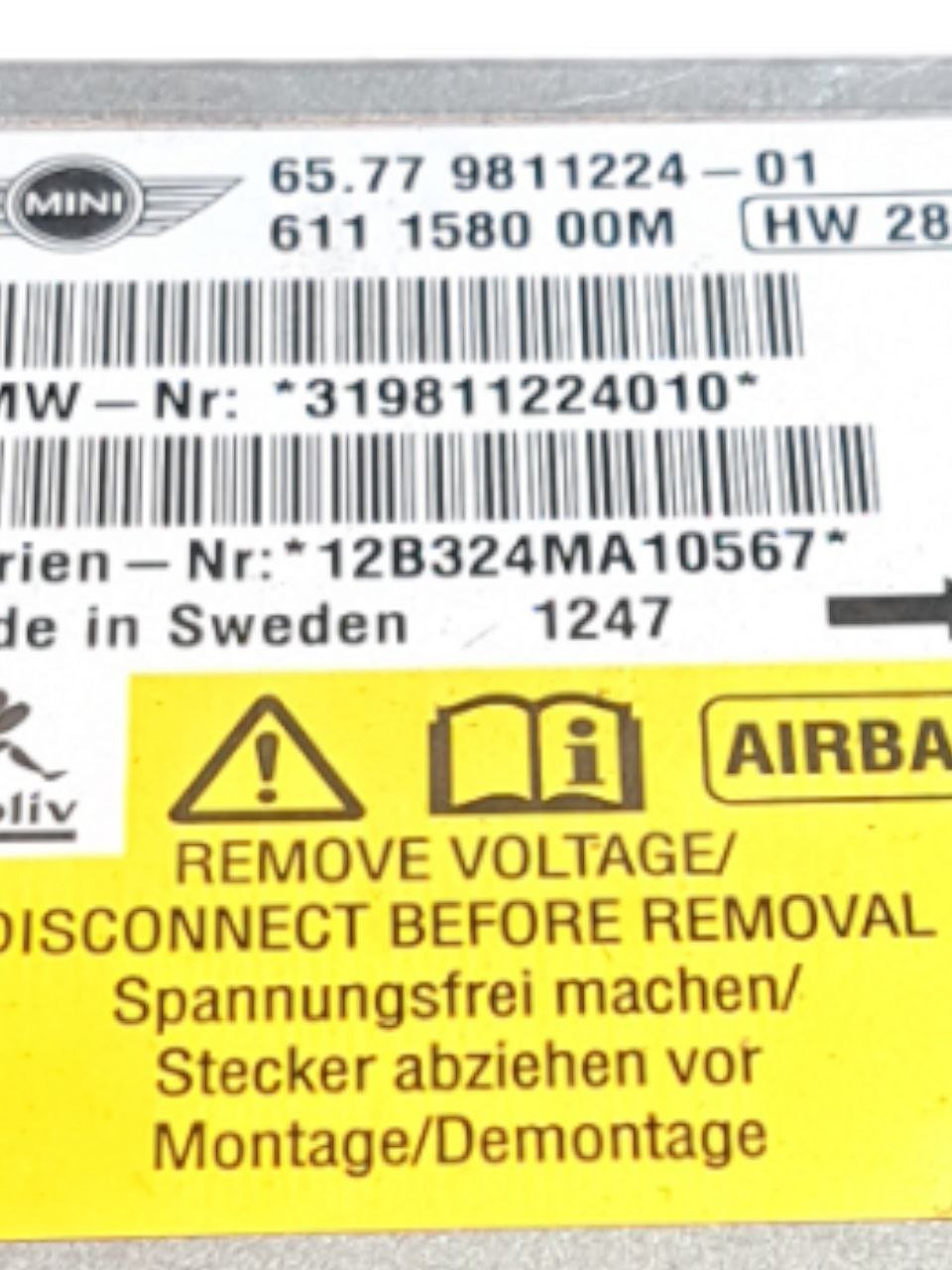 Centralina airbag Mini Countryman R60 (2009 - 2015) COD:65779811224 - F&P CRASH SRLS - Ricambi Usati