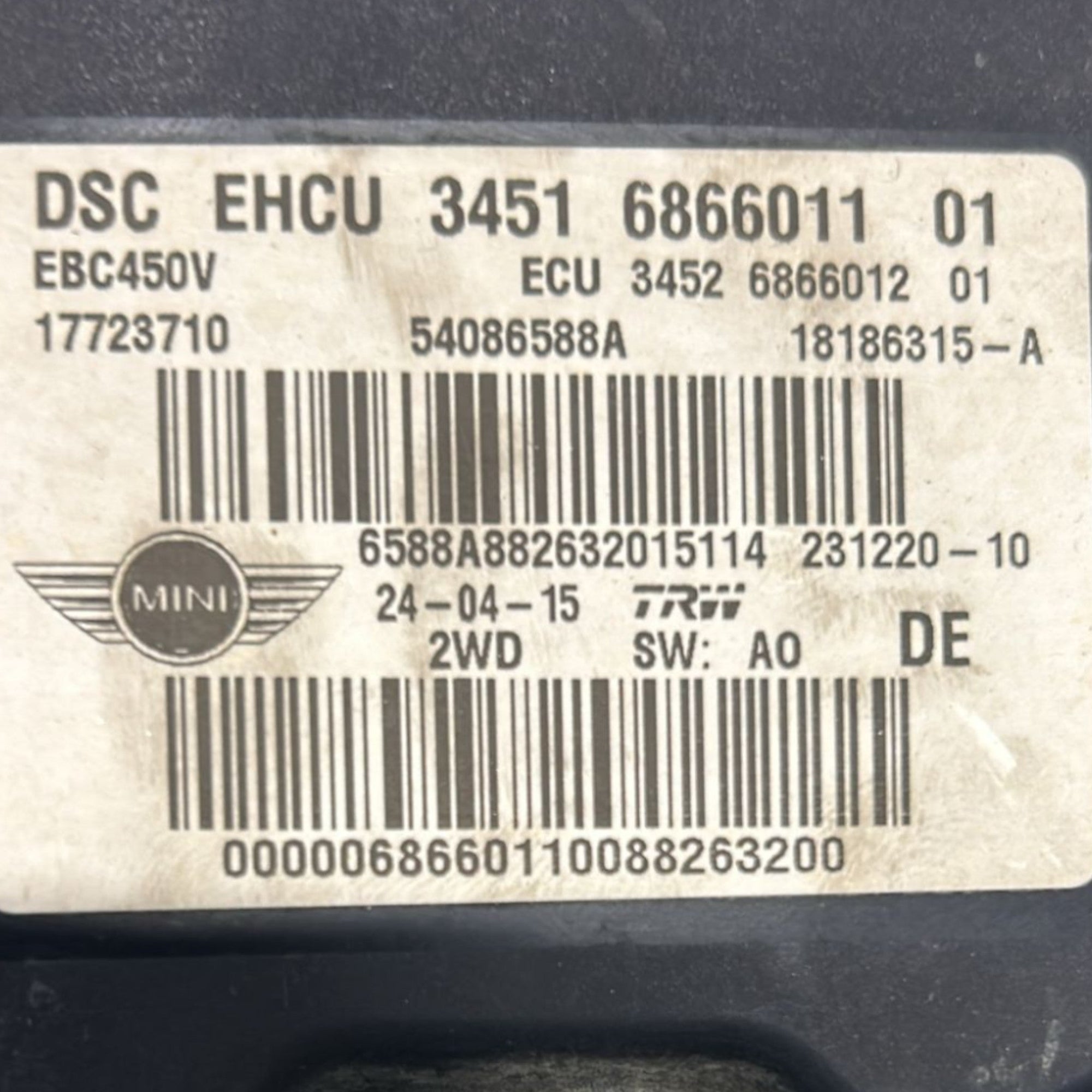 Centralina Pompa Abs Mini Countryman 1.6 Diesel cod:3451686601101 (2010 >) - F&P CRASH SRLS - Ricambi Usati