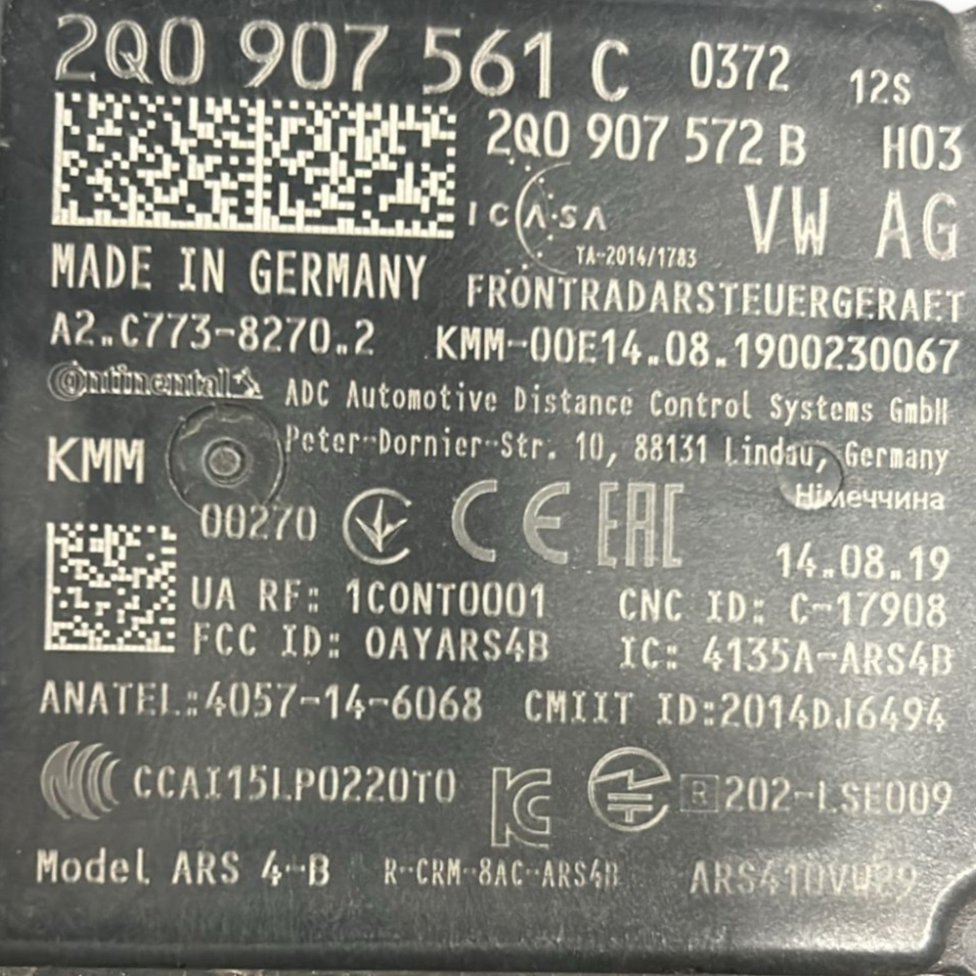 Centralina / Sensore Radar Volkswagen T - Cross cod:2Q0907561C (2019 >) - F&P CRASH SRLS - Ricambi Usati