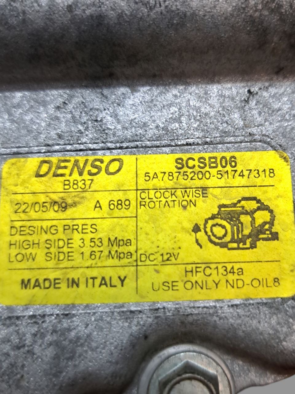 Compressore aria clima Fiat Grande Punto 1.2b (2007) COD:51747318 - F&P CRASH SRLS - Ricambi Usati