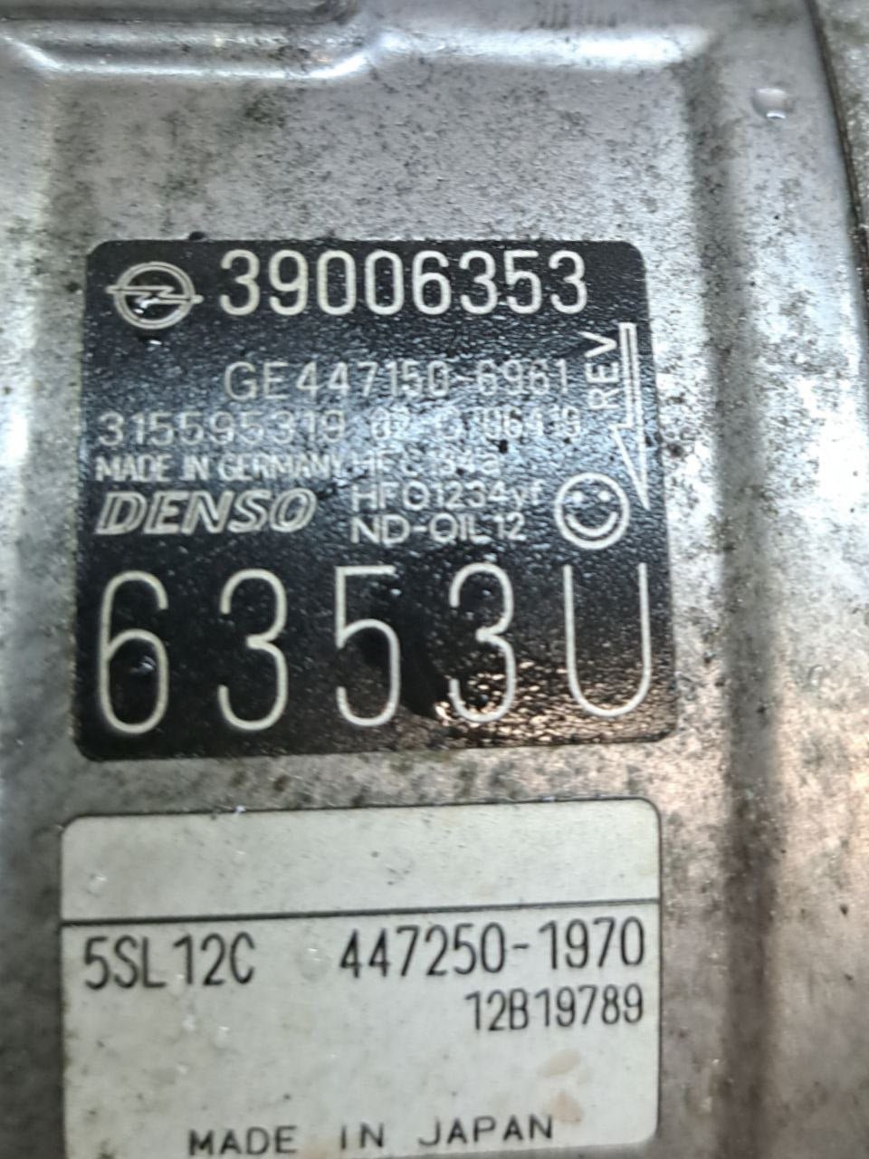 Compressore aria clima Opel Corsa E / Meriva / Astra 1.4 benzina (2015>) COD:39006353 - F&P CRASH SRLS - Ricambi Usati
