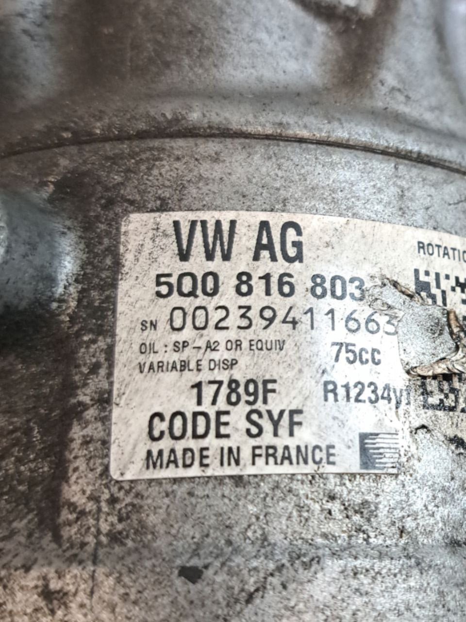 Compressore Aria clima Seat Ibiza 1.2 Benzina (2015 al 2017) COD:5Q0816803E - F&P CRASH SRLS - Ricambi Usati