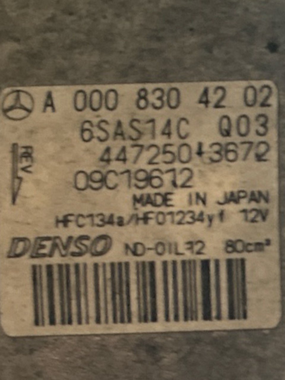 Compressore Aria Condizionata Mercedes Benz Classe A (W177) 1.3 Benzina (2018 > ) cod.A0008304202 - F&P CRASH SRLS - Ricambi Usati