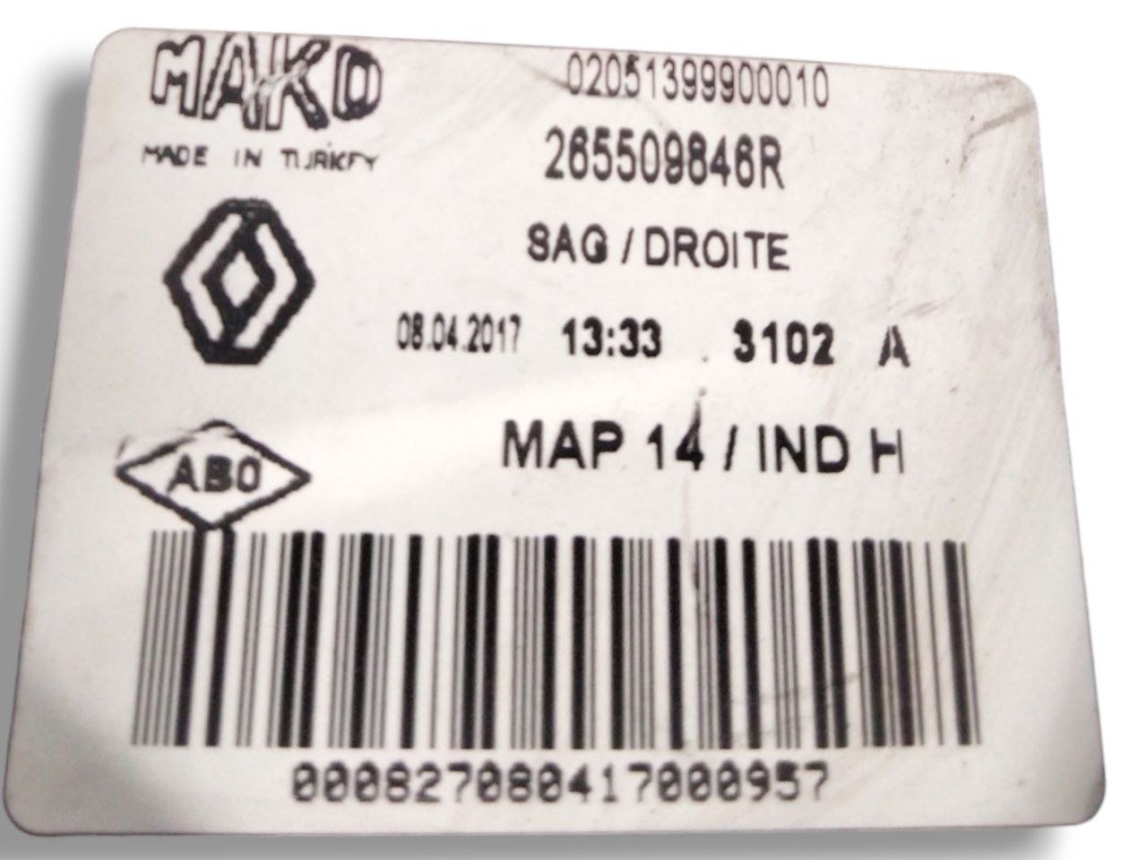 Fanale / Stop Alogeno posteriore esterno destro Renault Clio IV (2012 - 2021) cod.265509846R - F&P CRASH SRLS - Ricambi Usati