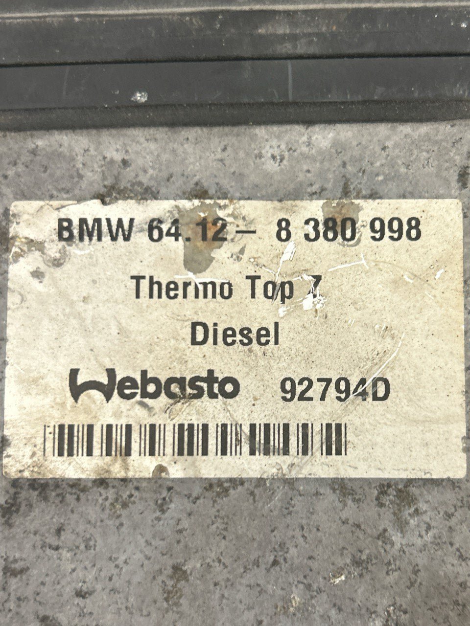 Motorino Riscaldamento Ausiliario / Stufa (WEBASTO) BMW X5 (E53) 3.0 Diesel (1999 > 2006) cod.66724B cod.92794D - F&P CRASH SRLS - Ricambi Usati