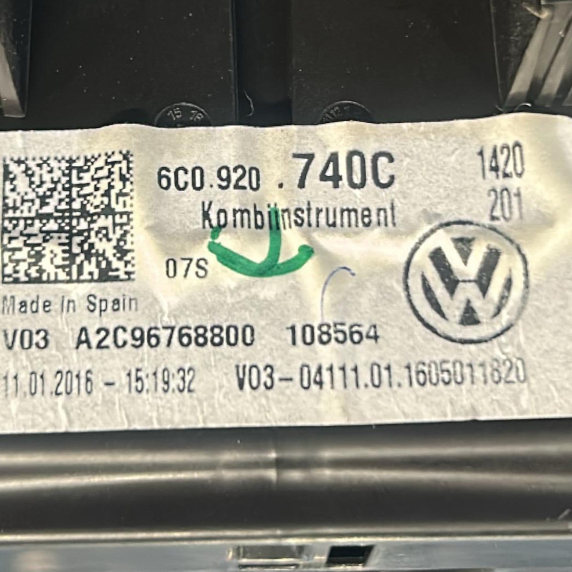 Tachimetro / Contachilometri Volkswagen Polo V (6R) cod.6C0920740C 1.2 Benzina (2009 > 2017) - F&P CRASH SRLS - Ricambi Usati