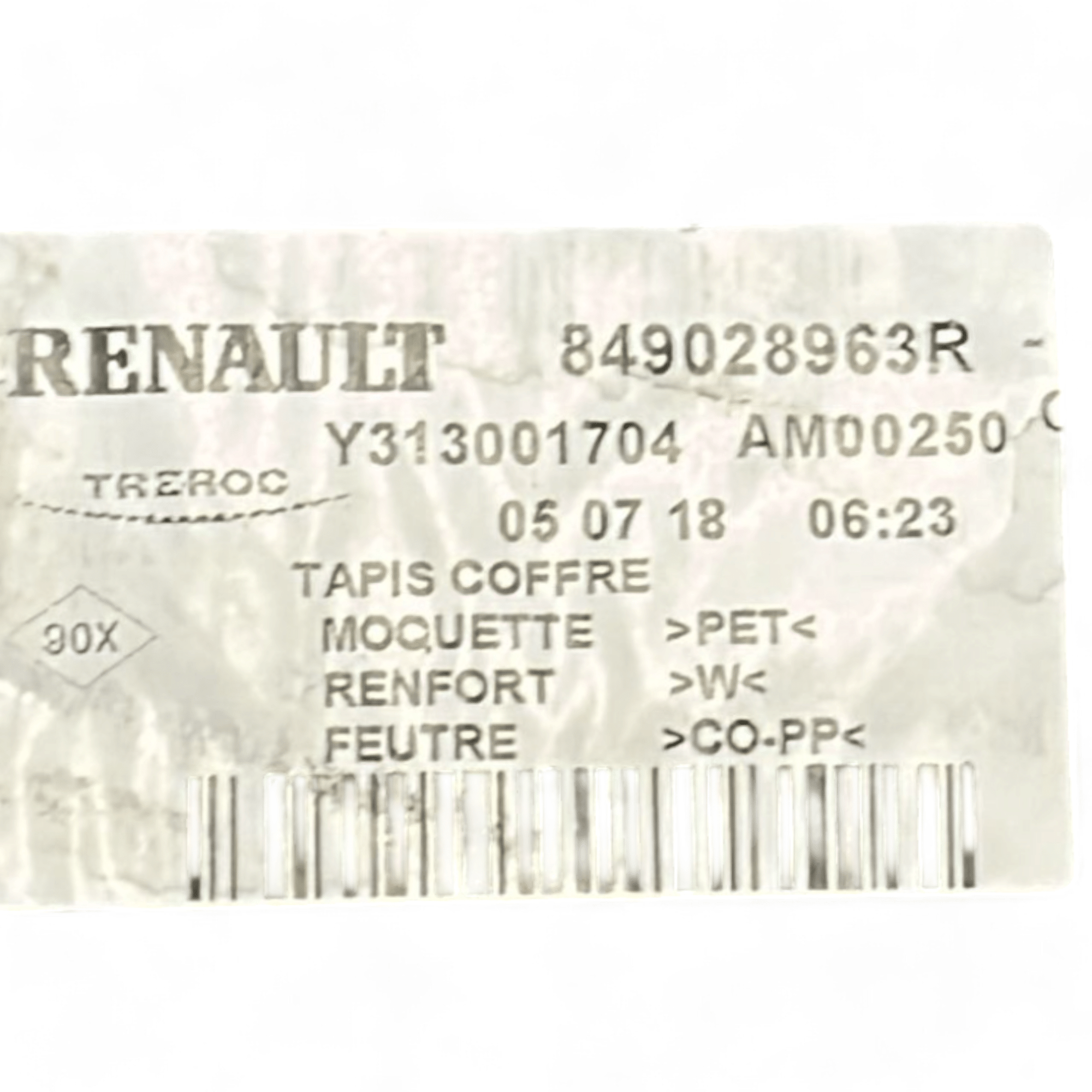 Tappeto / Ripiano bagagliaio Dacia Sandero (2012 - >) cod.849028963R - F&P CRASH SRLS - Ricambi Usati